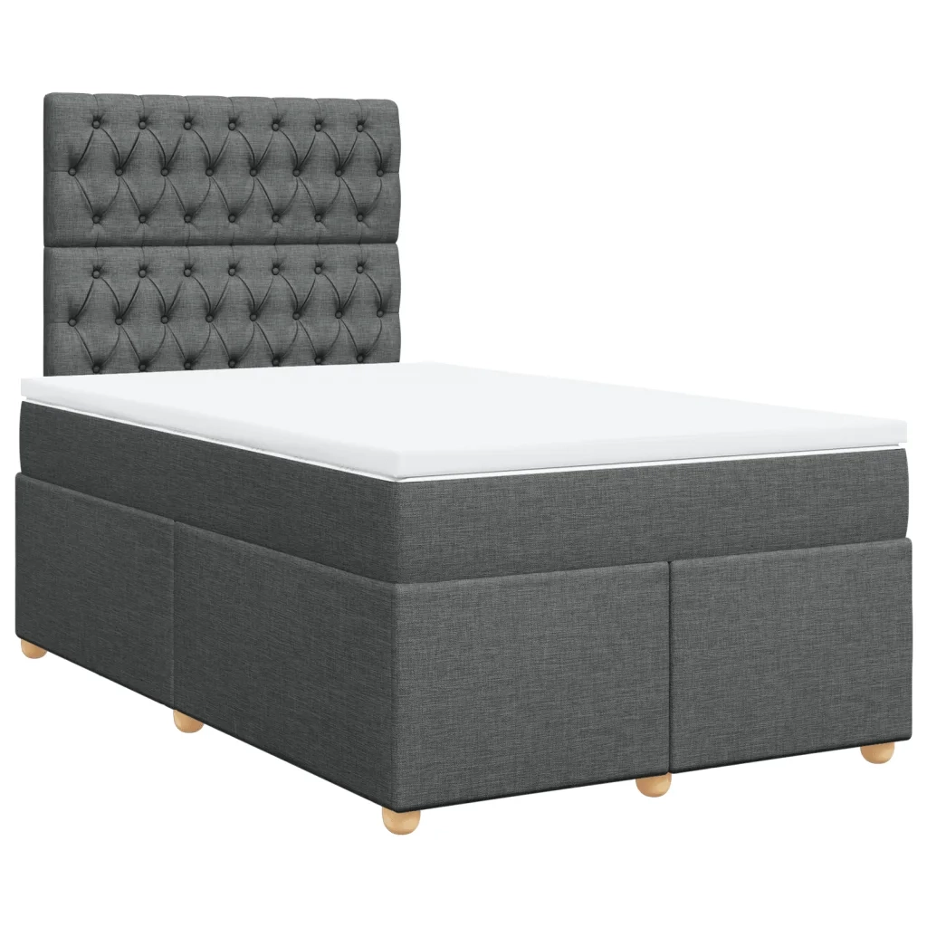 Giroletto a Molle con Materasso Grigio Scuro 120x190cm Tessuto