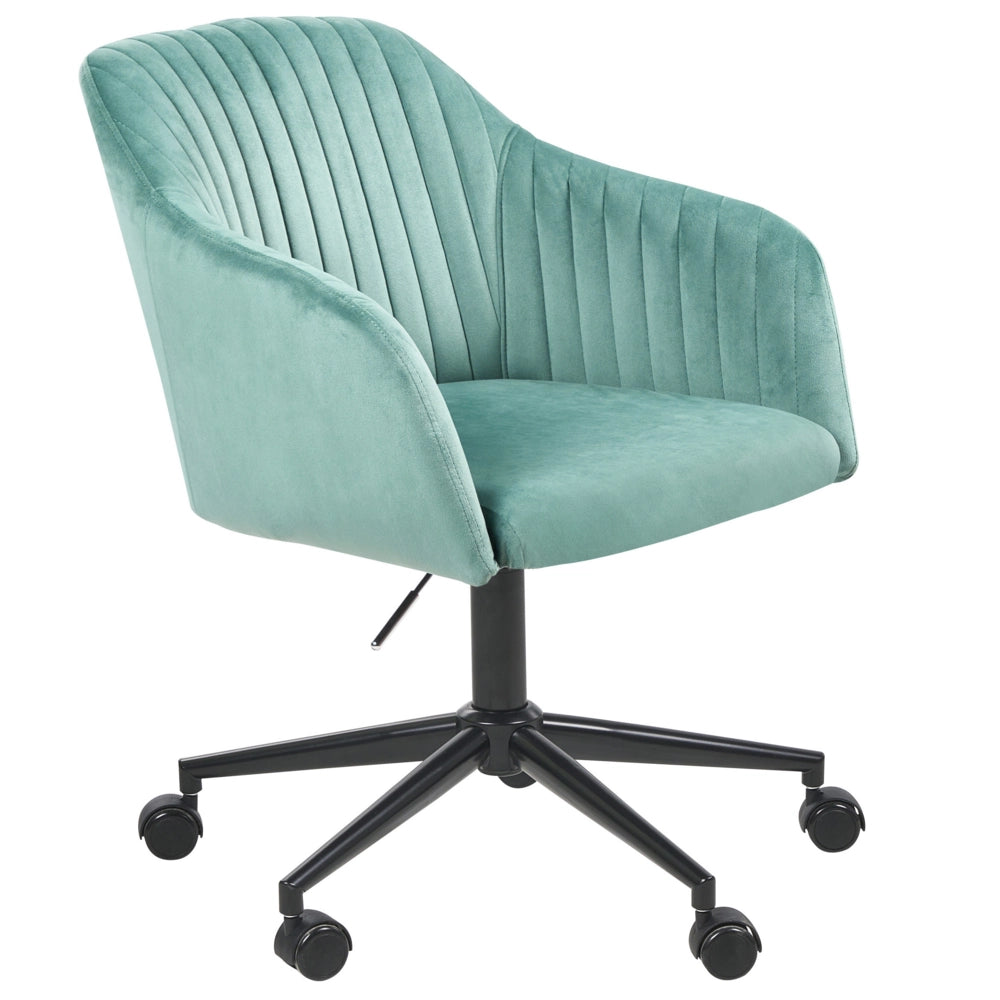Sedia da scrivania in tessuto con ruote in velluto verde ufficio da casa studio stile glamour