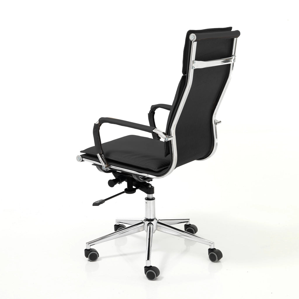 Poltrona da ufficio in pelle sintetica nera cm H.110/120xL.57xP.66