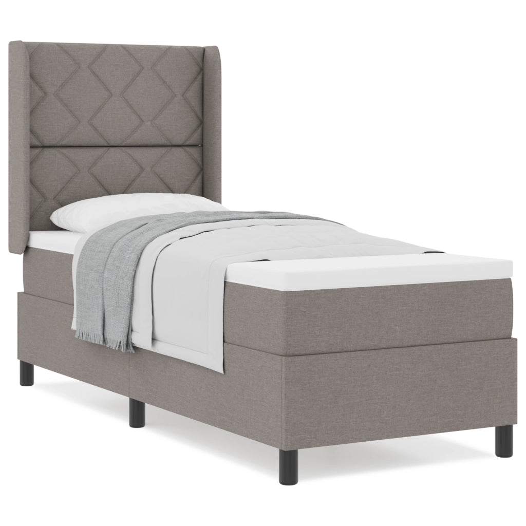 Letto box spring con materasso Tortora 80x200 cm Tessuto