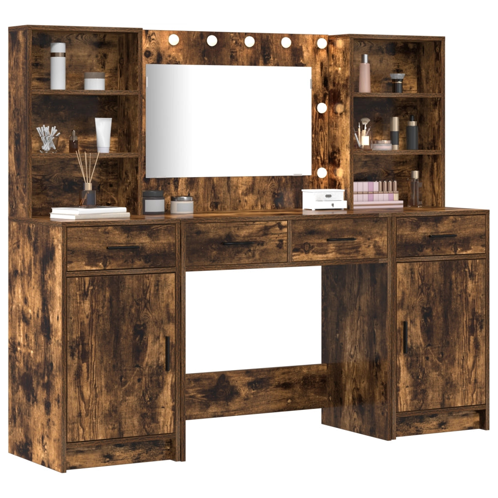 Set da Toeletta a 3 Pezzi  in Legno Ingegnerizzato FumÃ©