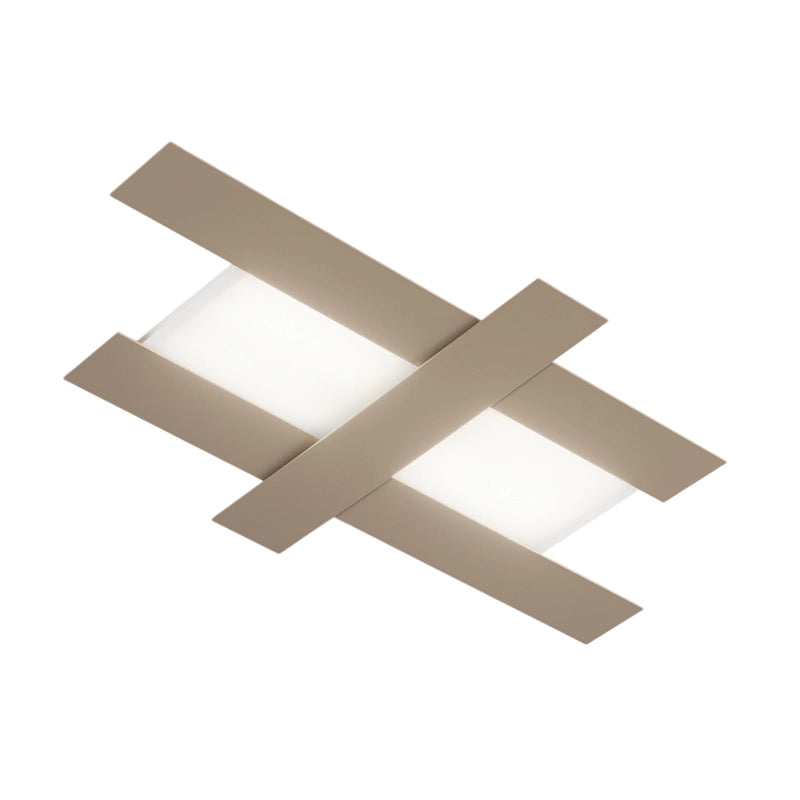 Applique led design moderno 50W tortora - Struttura geometrica in acciaio, luce calda 3000K, 2620lm, larghezza 104 cm, IP20