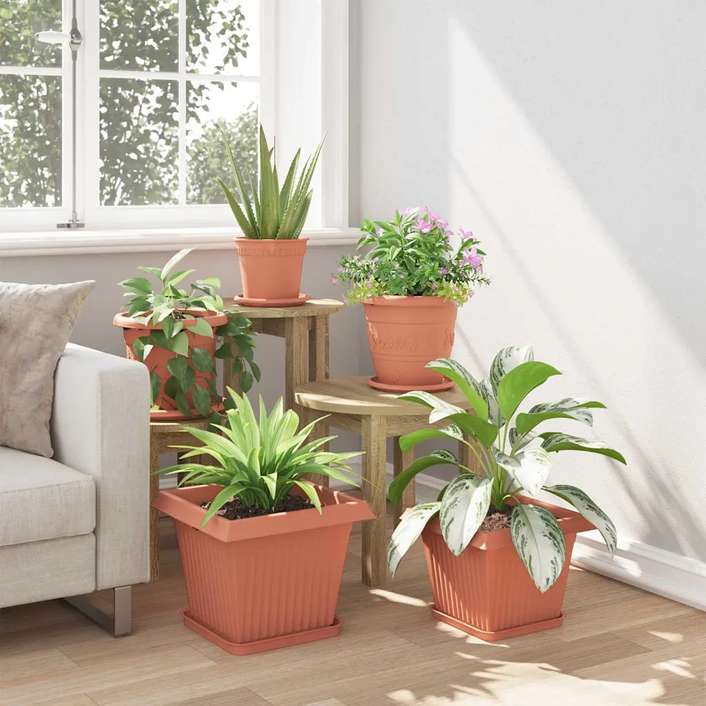 Vassoio Quadrato per Fiori 6 pz Rosso Mattone Plastica CFW6562323