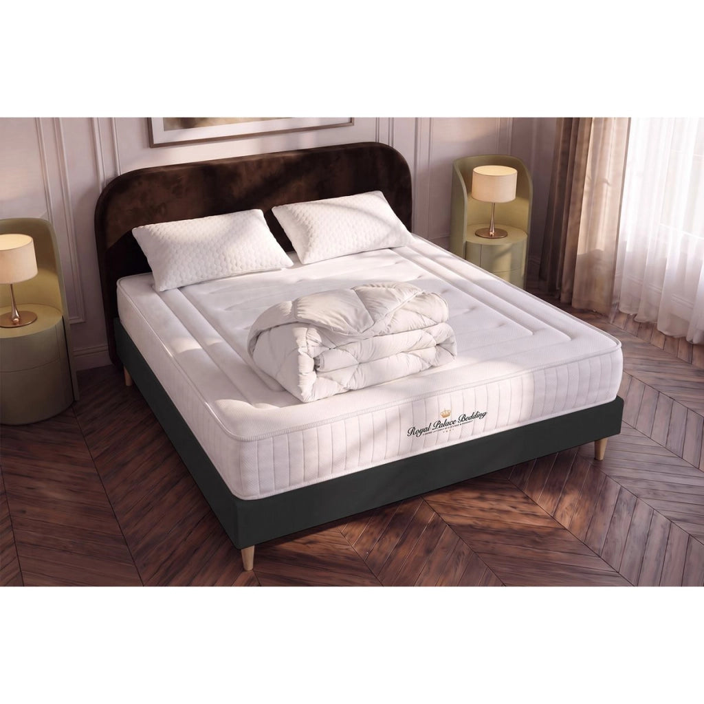 Pacchetto letto completo - Materasso 140x200cm + Box spring con doghe (kit) + 2 cuscini + Piumino - Nottingham