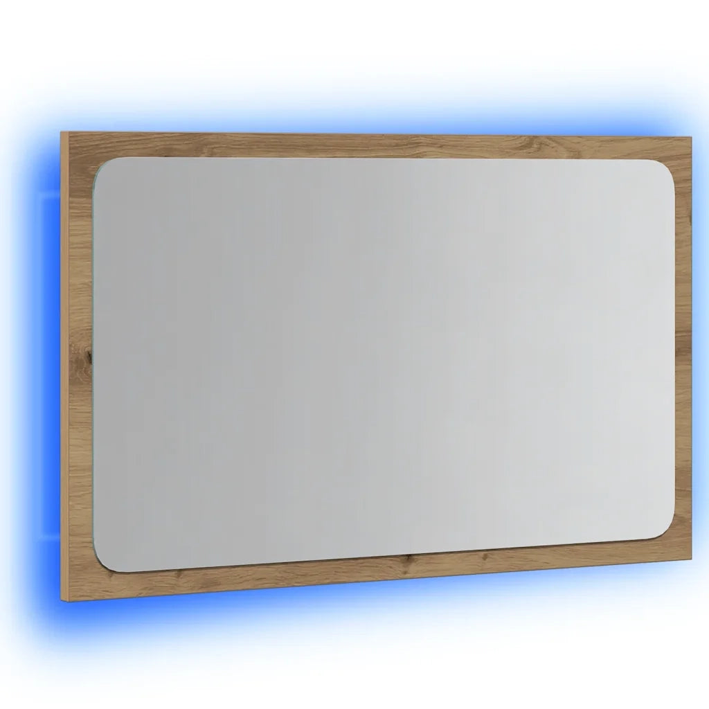 Specchio da Bagno con Luci LED Rovere Artigianale 60x8,5x38 cm 856266