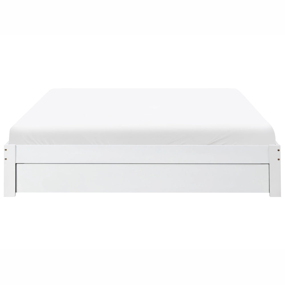 Letto con cassetti senza testiera in legno di gomma bianca 180 x 200 cm design moderno con contenitore