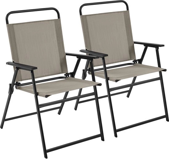 Set di 2 sedie da giardino, con schienale alto e bracciali, sedie da giardino, sedie da terrazza, sedie da pranzo, peso massimo 100 kg, colore miele