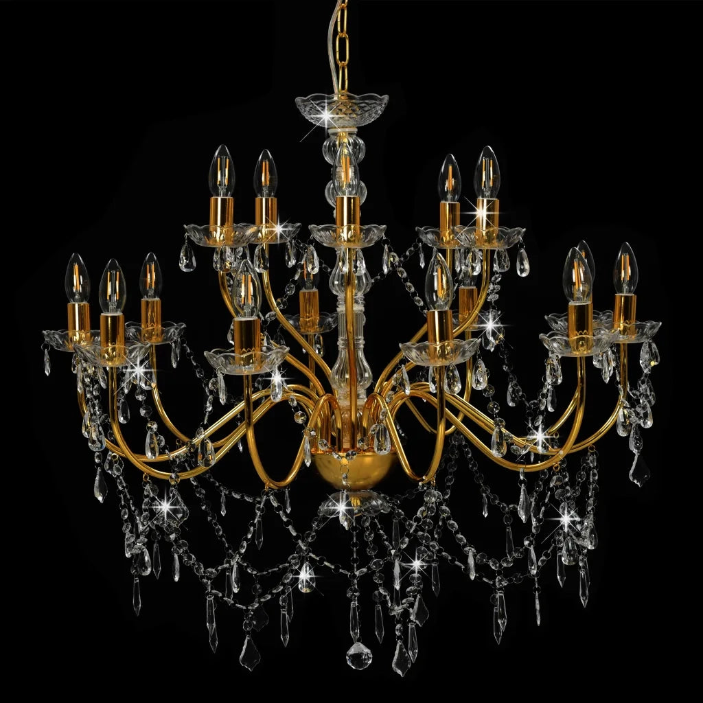 Lampadario a 2 Livelli Dorato 15 Lampadine E14 281613
