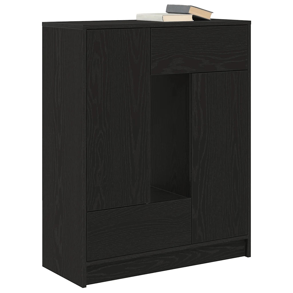 Credenza con Cassetti e Ante Rovere Nero 73x31x90 cm 861851