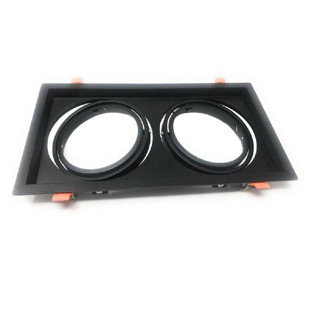 Trade Shop - Porta Faretto Incasso Doppio Faretto Ar111 Rettangolare Orientabile P-ar111-2 - Nero