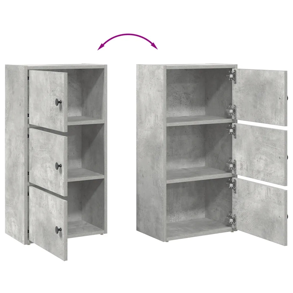 Libreria-Scaffale per Libri-Mobile di Stoccaggio Grigio Cemento 40x24x77 cm in Legno Multistrato
