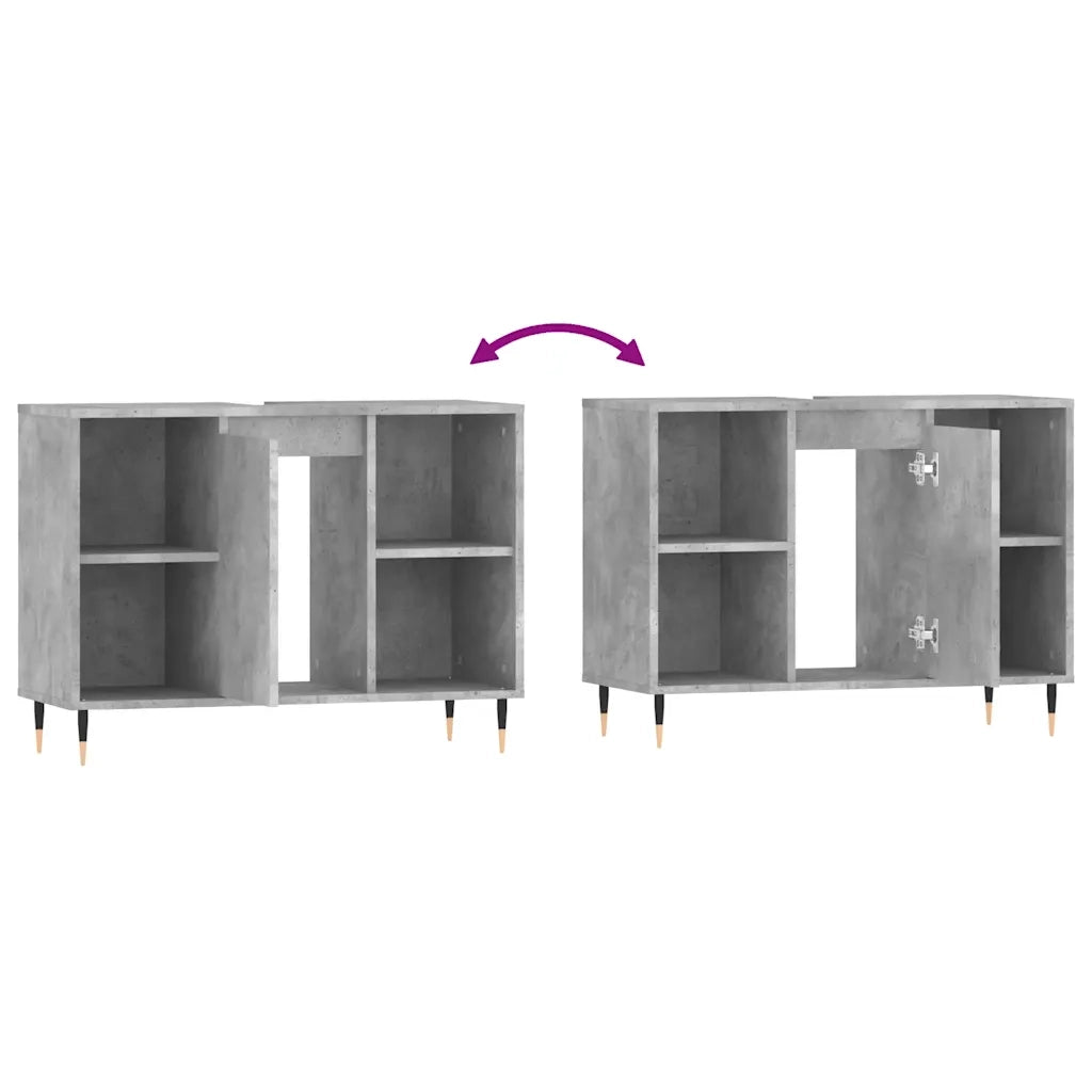 Mobiletto da bagno industriale con contenitore 80 x 33 x 60 cm finitura opaca in legno grigio cemento 02_0049053