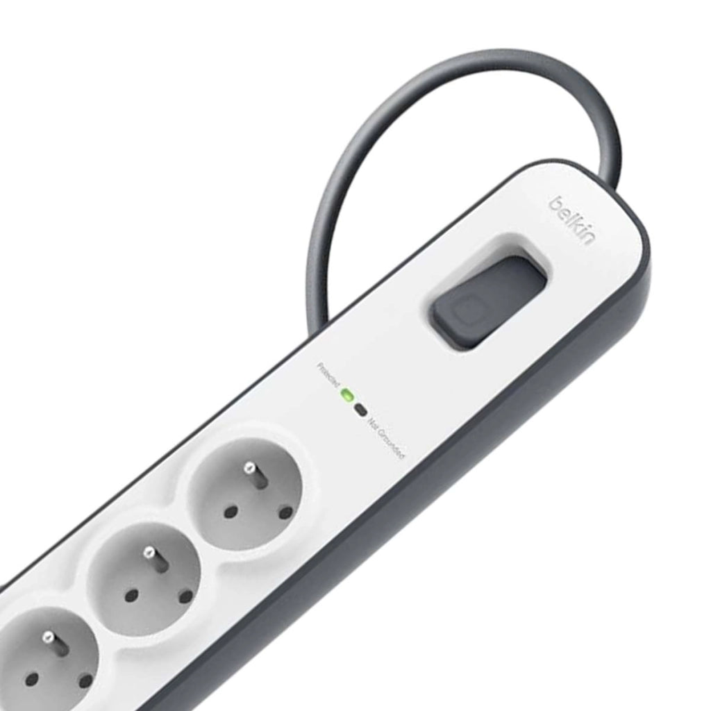 Multipresa Filtrata 4 Prese con Protezione Sovratensioni e Cavo 2 m Bianco / Grigio Belkin