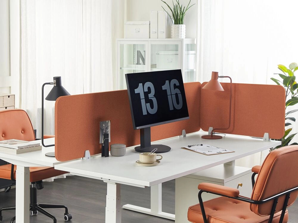 Pannello Divisorio Fonoassorbente per scrivania in PET rosso chiaro 72 x 40 cm tavolo ufficio