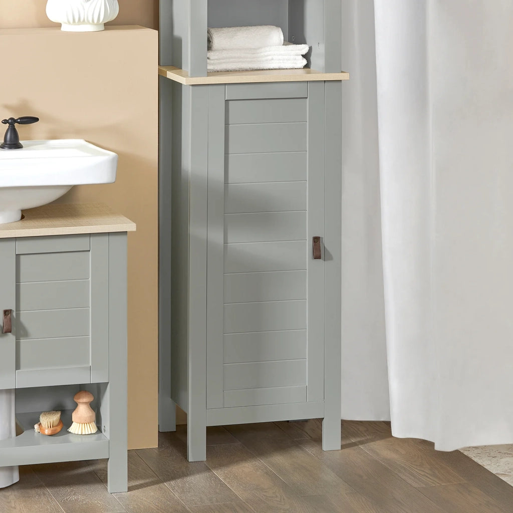 Mobiletto alto per bagno Mobile a colonna bagno salvaspazio con 3 scomparti a giorno e1 anta 39x30x169cm BZR68-HG SoBuy