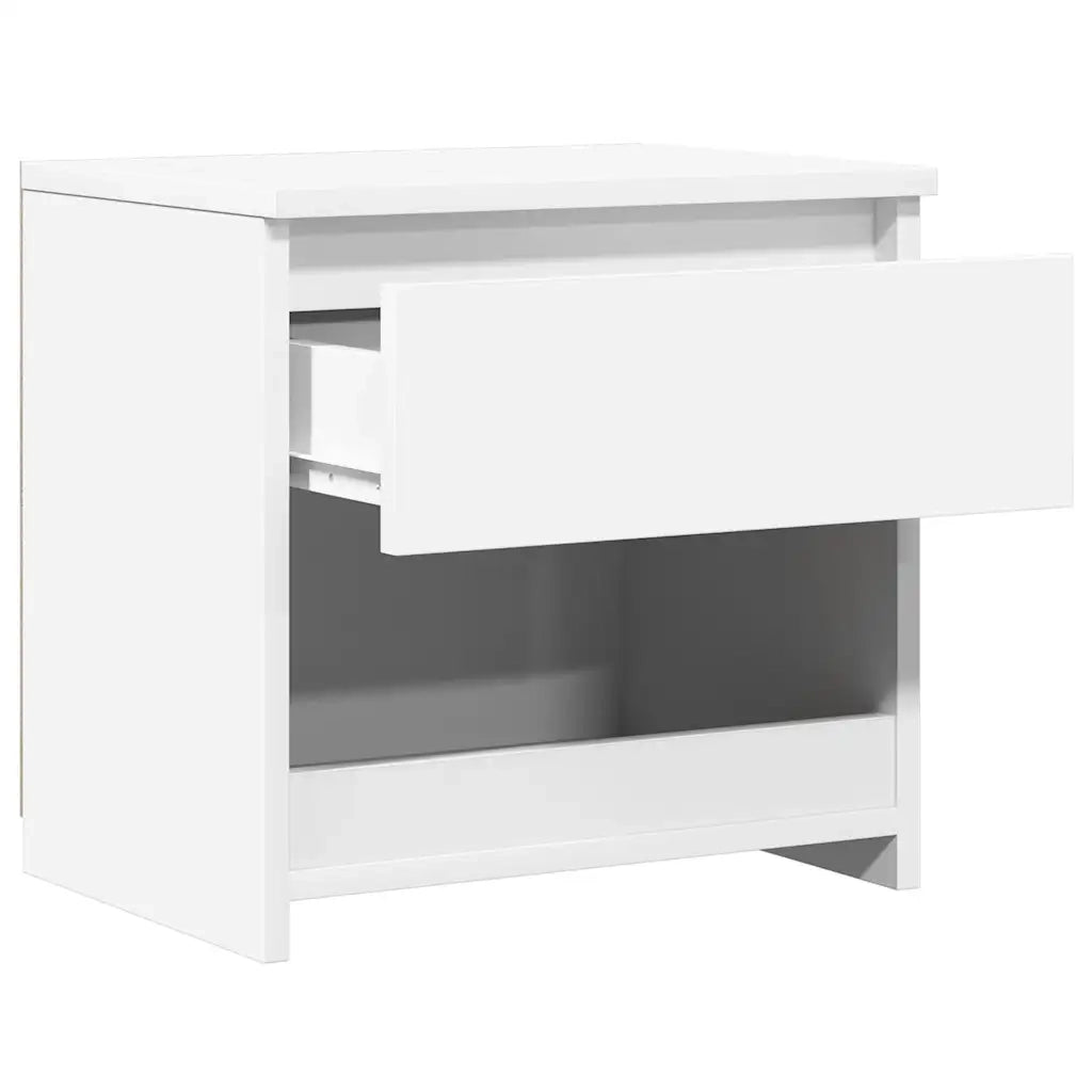 Comodino-Tavolino da notte Bianco Lucido 40x30x39 cm in Legno Multistrato