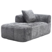 Chaise Longue Méridienne 1 Posto con Cuscino e Tasche Laterali Comfort Nuvola Seduta Ergonomica in Ciniglia Grigio