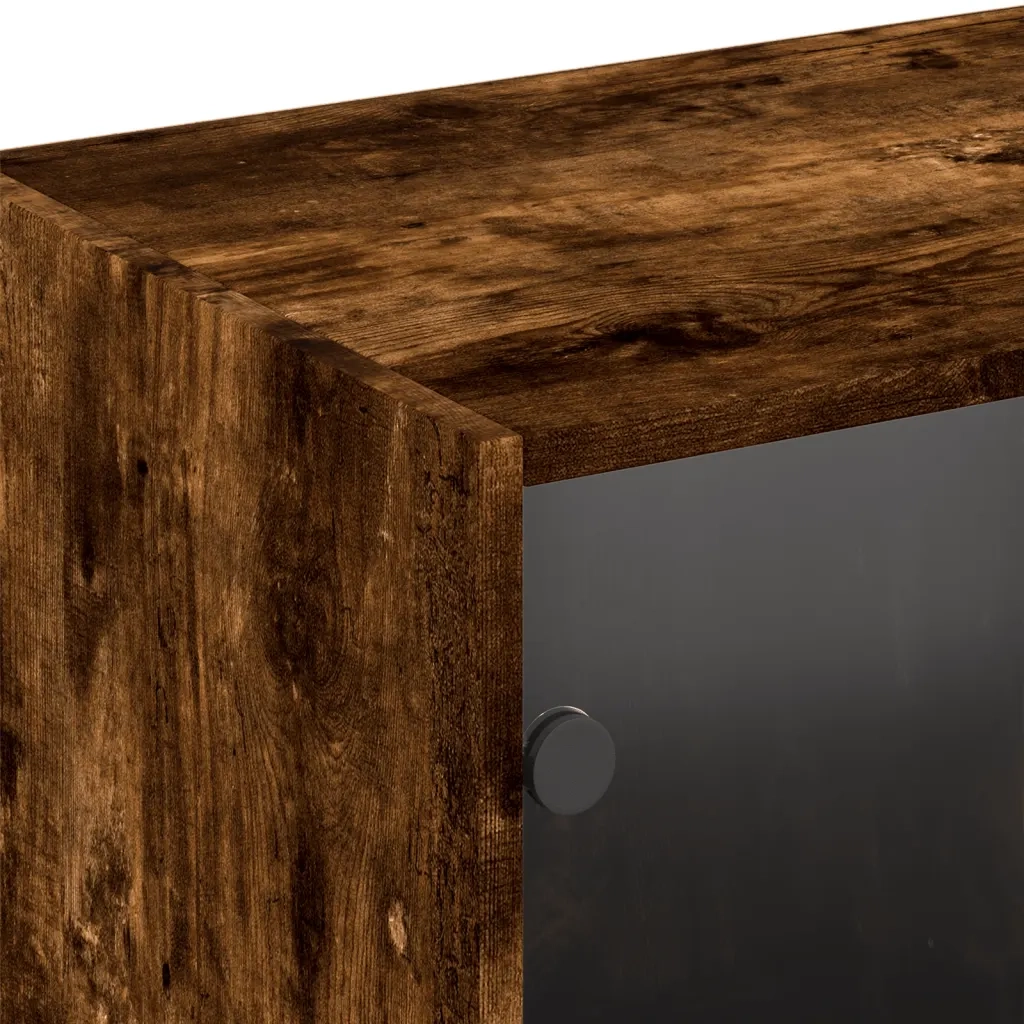 Libreria con Ante Rovere Fumo 204x37x75 cm in Legno Multistrato 3206535