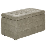 Pouf contenitore in tessuto verde oliva con coperchio trapuntato camera da letto