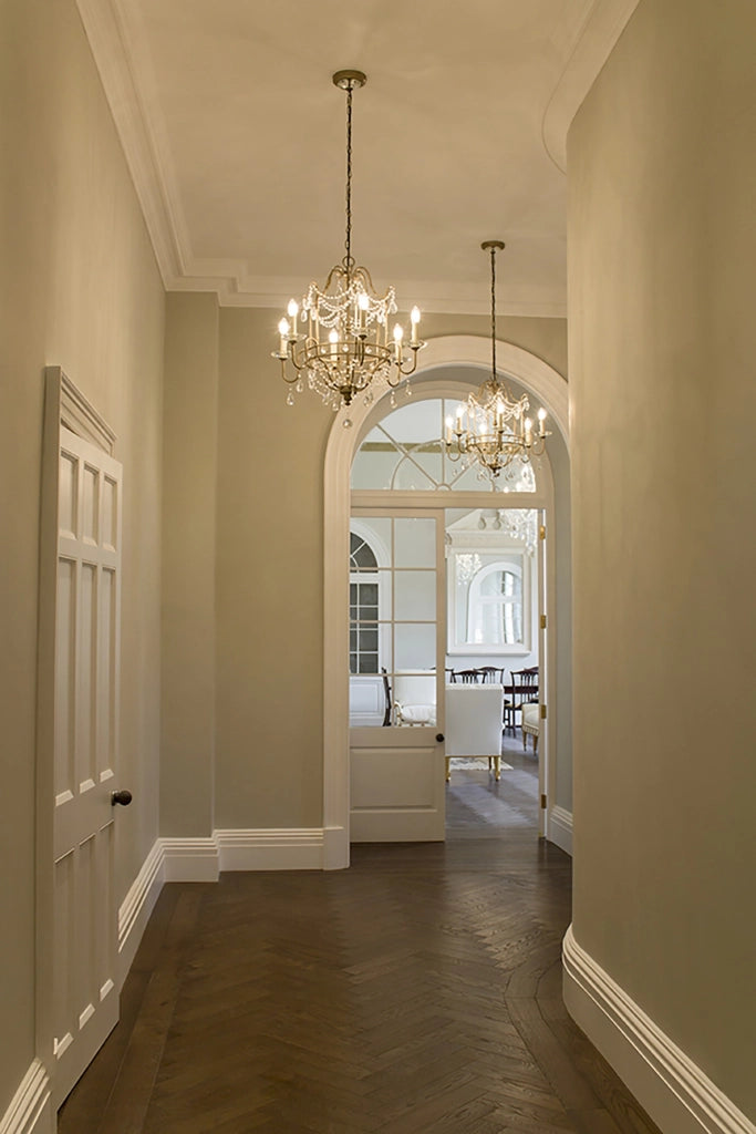 Lampadario Classico Gianna Cristallo Argento Dorato Vetro Oro 4 Luci E14