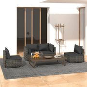 Set Divani da Giardino 4 pz con Cuscini in Polyrattan Grigio 3102173