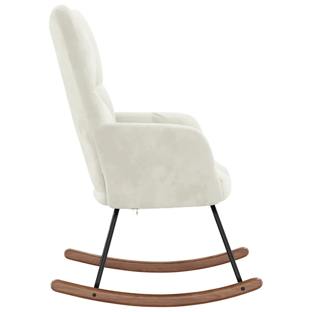 Sedia a Dondolo Crema in Velluto CFW7397965