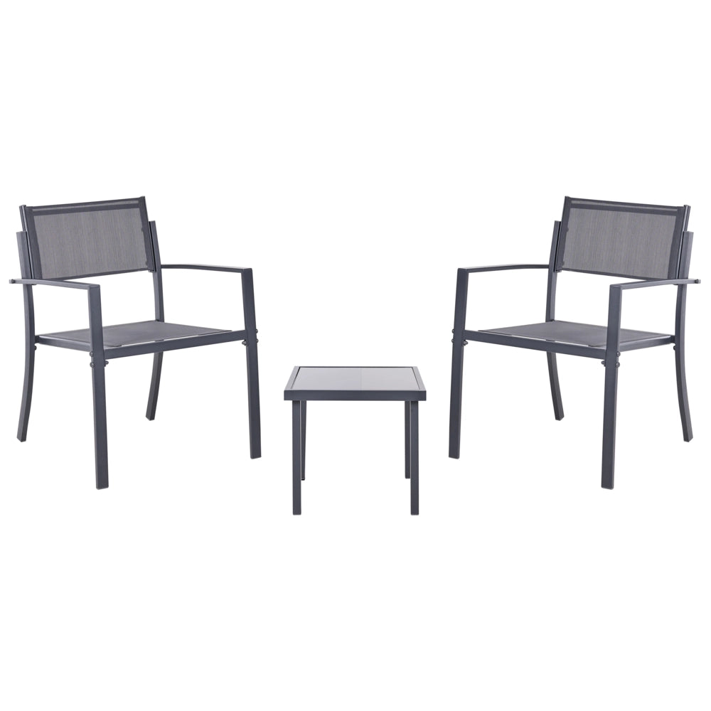 Set da bistrot in acciaio grigio scuro a 2 posti con tavolino da caffè Stile industriale moderno Balcone