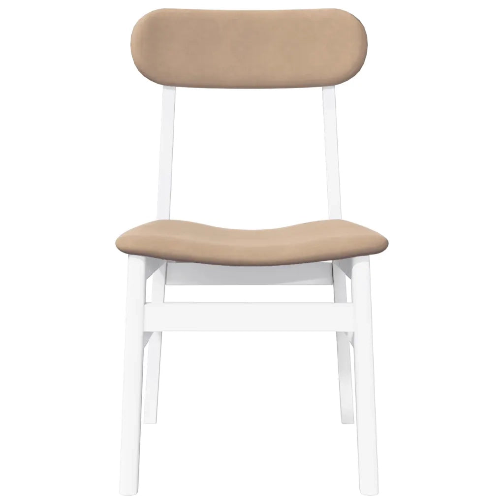 Sedie da Pranzo con Cuscini 2 pz Bianco Legno Massello di Hevea