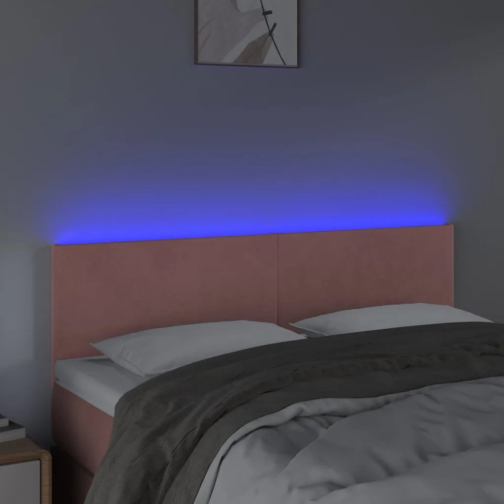 Testiera | Testata a LED Rosa 144x5x78/88 cm in Velluto