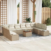 Set Divano da Giardino con cuscino 11 pcs Beige polyrattan 3348009