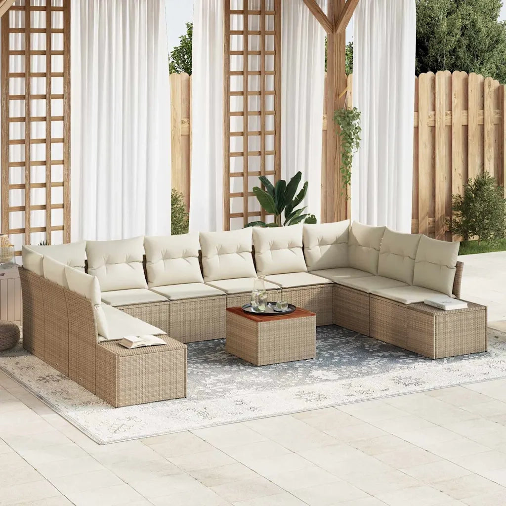 Set Divano da Giardino con cuscino 11 pcs Beige polyrattan 3348009