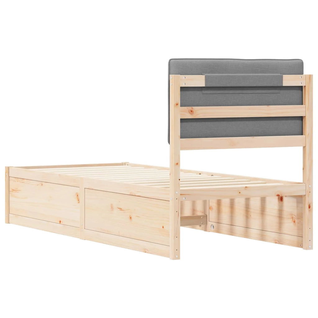 Letto con Testiera Rivestita Grigio chiaro 75 x 190 cm