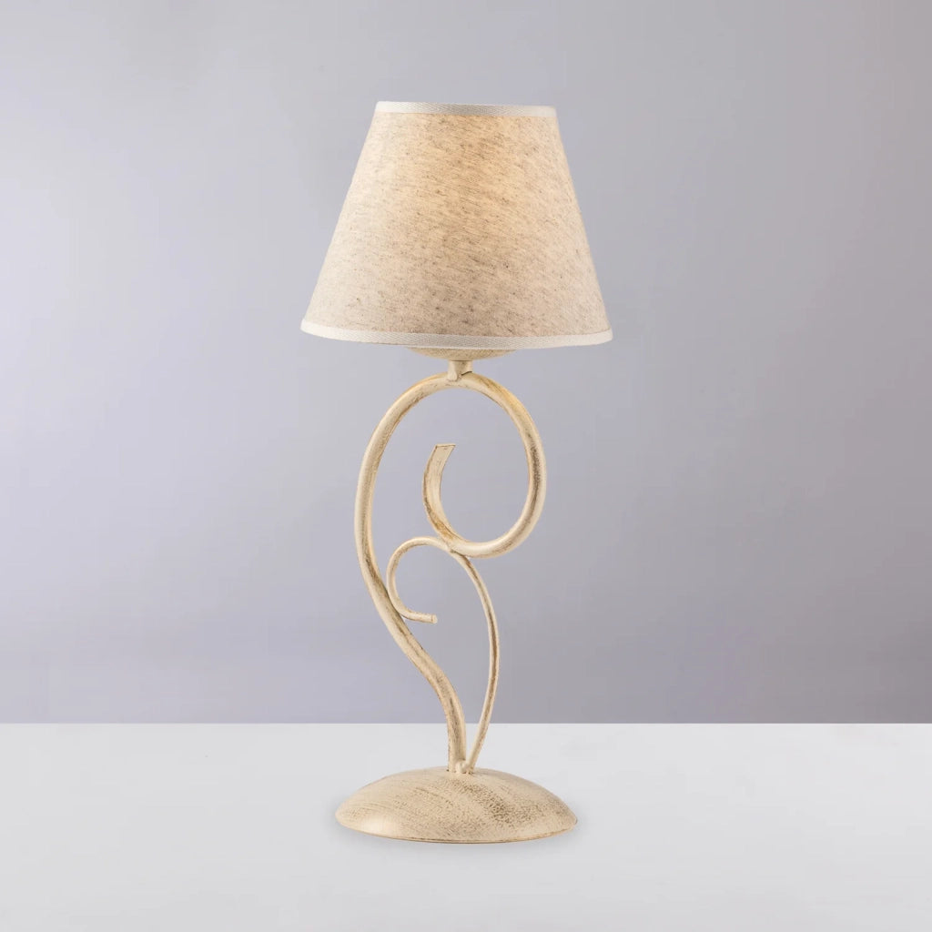 Lumetto 1 Luce Vienna Ferro Avorio E Oro Con Paralume In Pvc