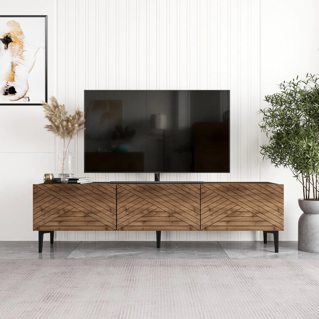 Porta TV in legno "Felix" - 160 x 31 x 44 cm - Marrone