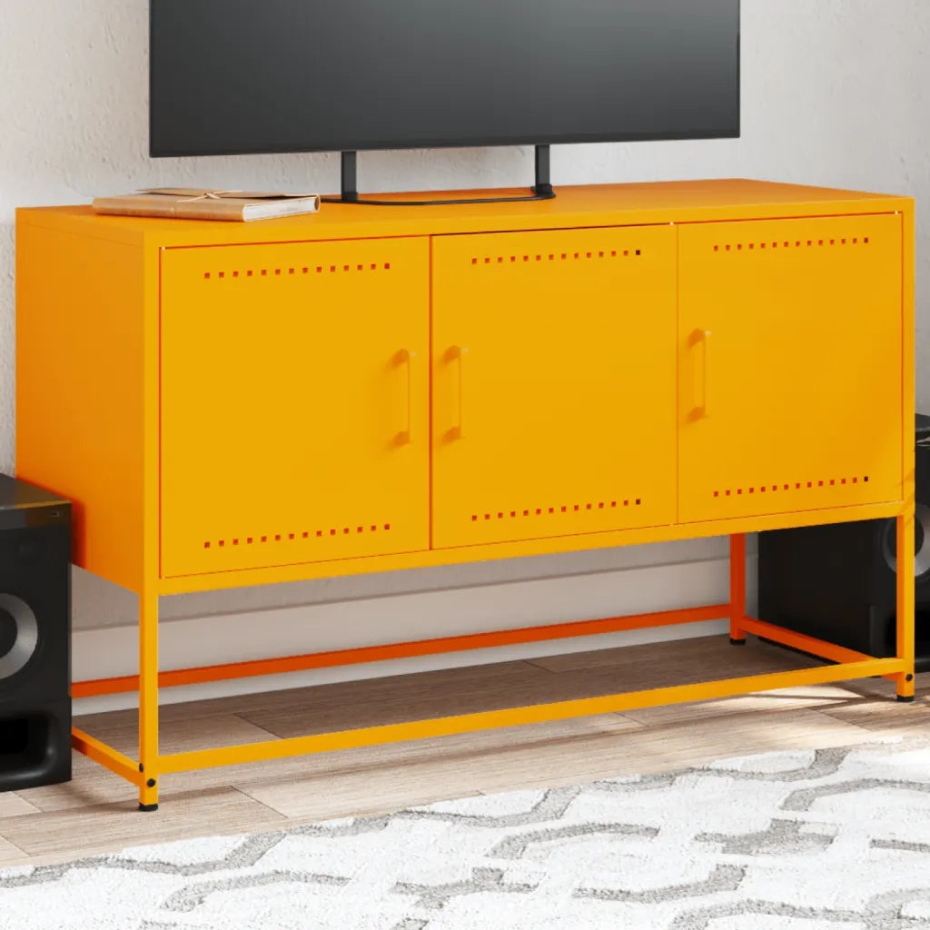 Mobile TV-Credenza TV-Console TV Giallo Senape 100,5x39x60,5 cm in Acciaio 189672