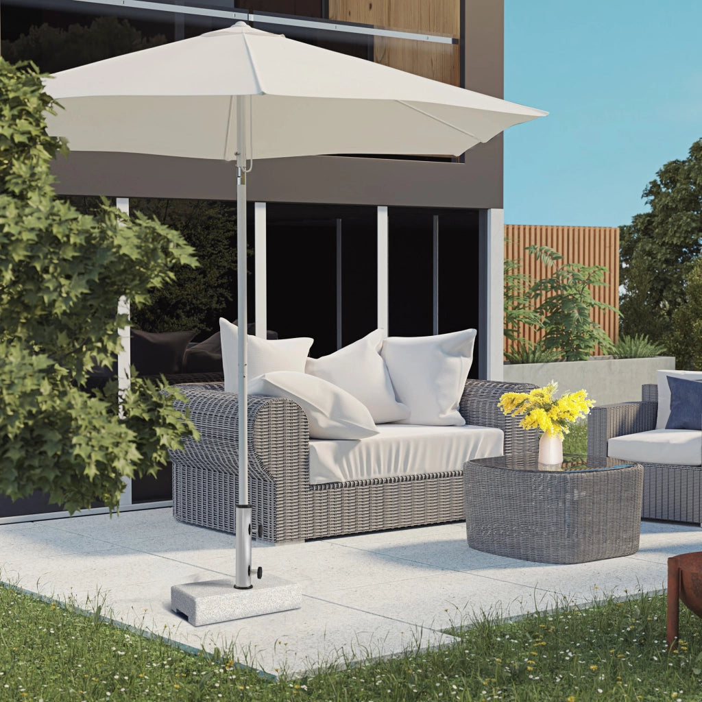 Base per Ombrellone da Giardino 25kg 45x22.5x40 cm in Granito e Acciaio Inox Grigia