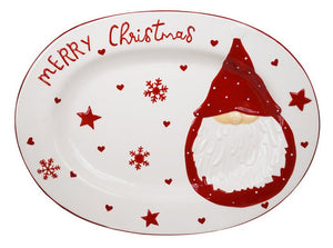 Piatto Ovale Natalizio 40x30 cm Merry Christmas