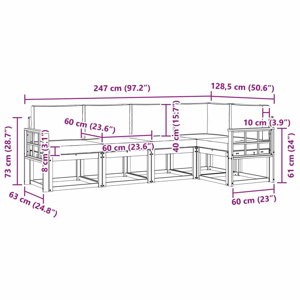 Set di divani da esterno 5 pz Bianco e Beige 3387642