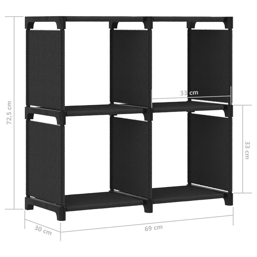 Mensola con 4 Vani a Cubo Nera 69x30x72,5 cm in Tessuto CFW3698206