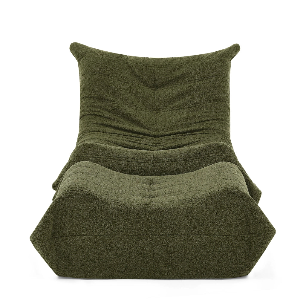Divano Poltrona da Terra con Schienale e Poggiapiedi ¨C MINIMAL ¨C Verde, Teddy