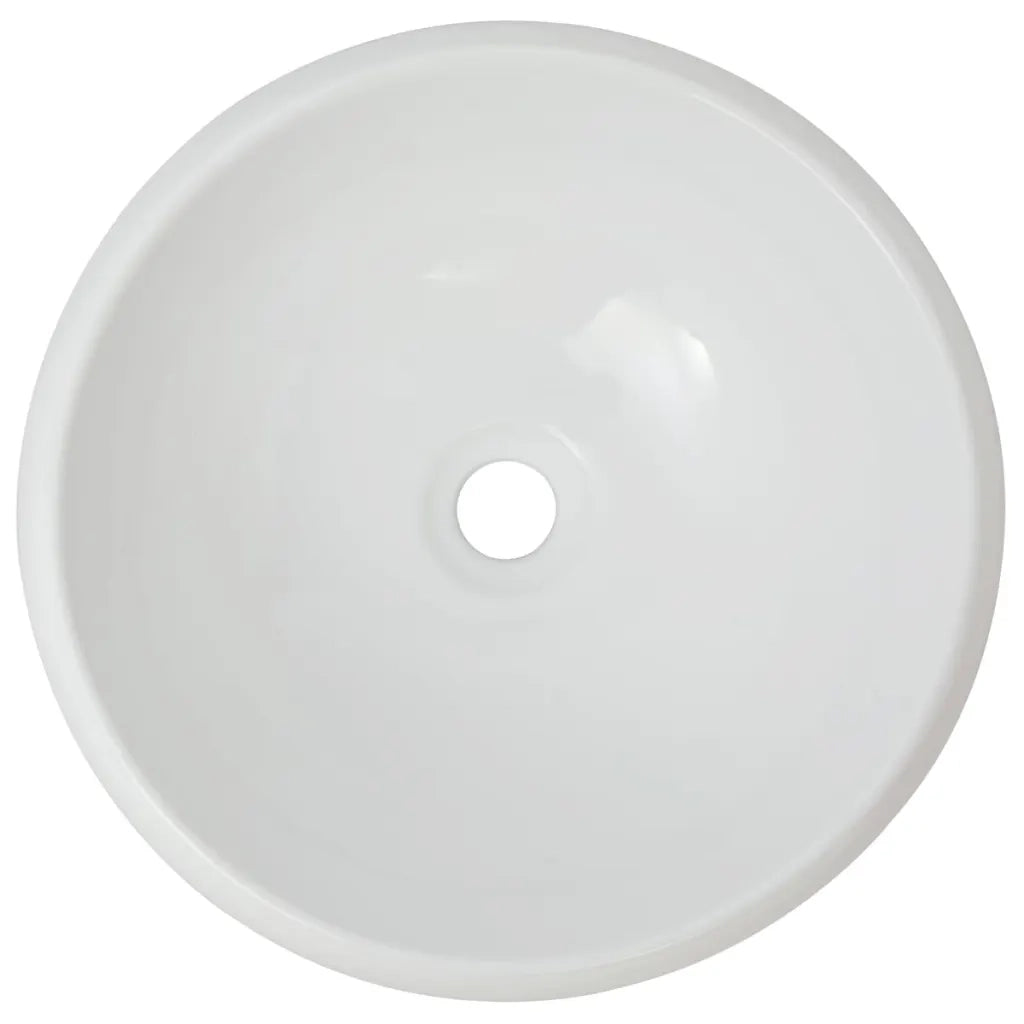 Lavello Bagno con Miscelatore in Ceramica Rotondo Bianco CFW4512924