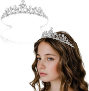 Corona con fiori di cristallo - Tiara per sposa - Accessorio di sposa - Argento - Ideale per matrimoni