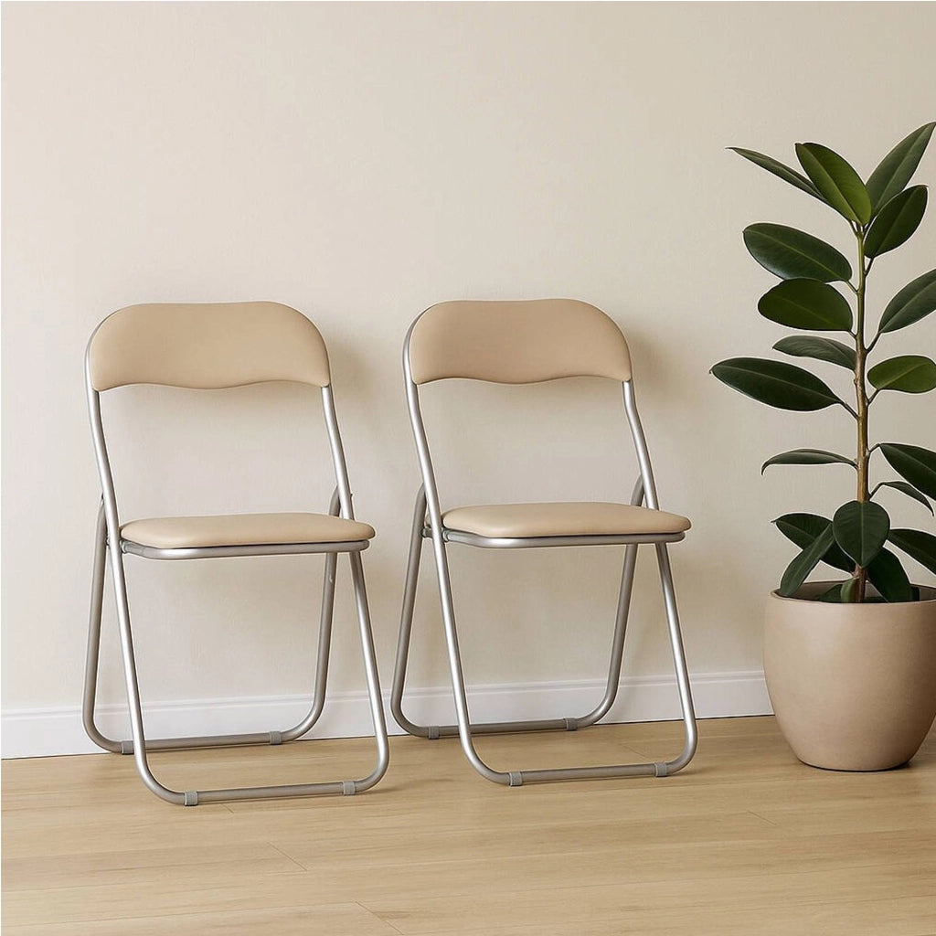 Set di due sedie Antenore, colore beige, Misure 43 x 47 x 78 cm