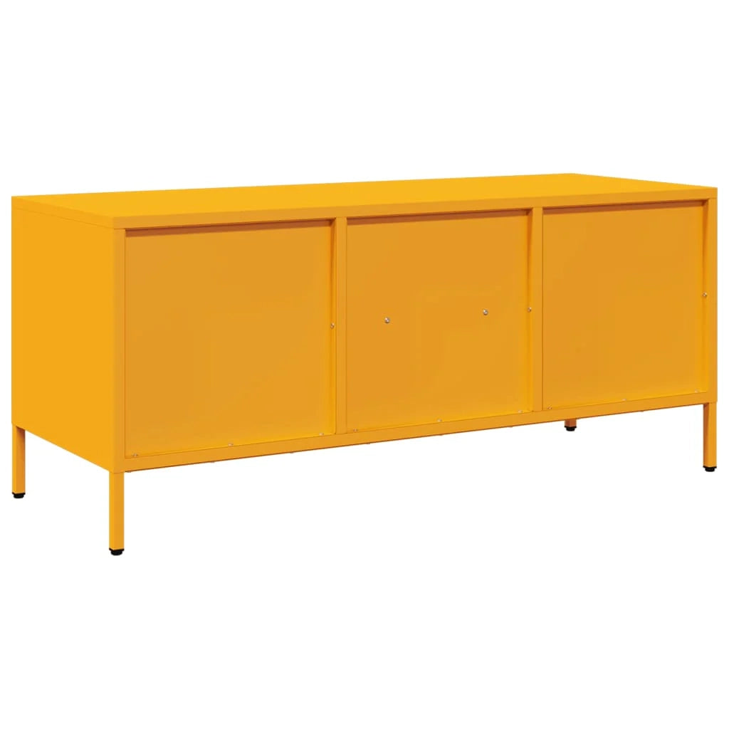Mobile TV multimediale scaffale TV credenza mobile TV sala da pranzo soggiorno camera da letto giallo senape 101,5 x 39 x 43,5 cm acciaio laminato a freddo giallo 02_0027656