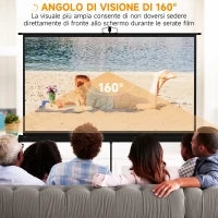 Telo Proiettore Pieghevole da 84" Formato 16:9 con Treppiede Regolabile, 200x8x118 cm, Nero