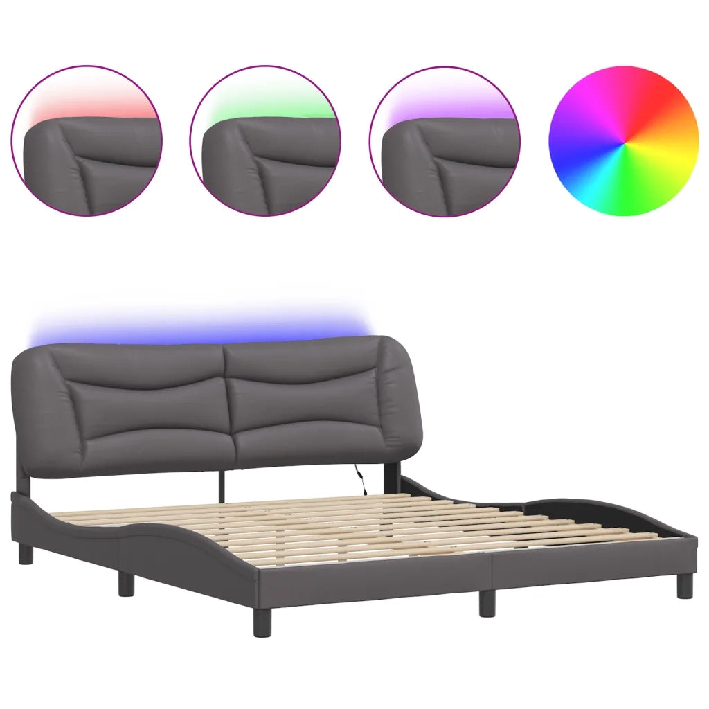 Giroletto con LED senza Materasso-Struttura Letto Hvar Grigio 180x200 cm