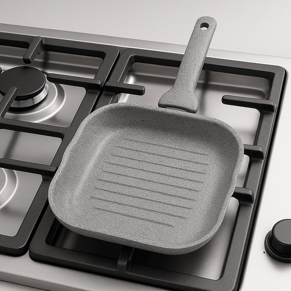 Set Padella 32cm e Bistecchiera 24x24cm Rivestimento Antiaderente Effetto Pietra
