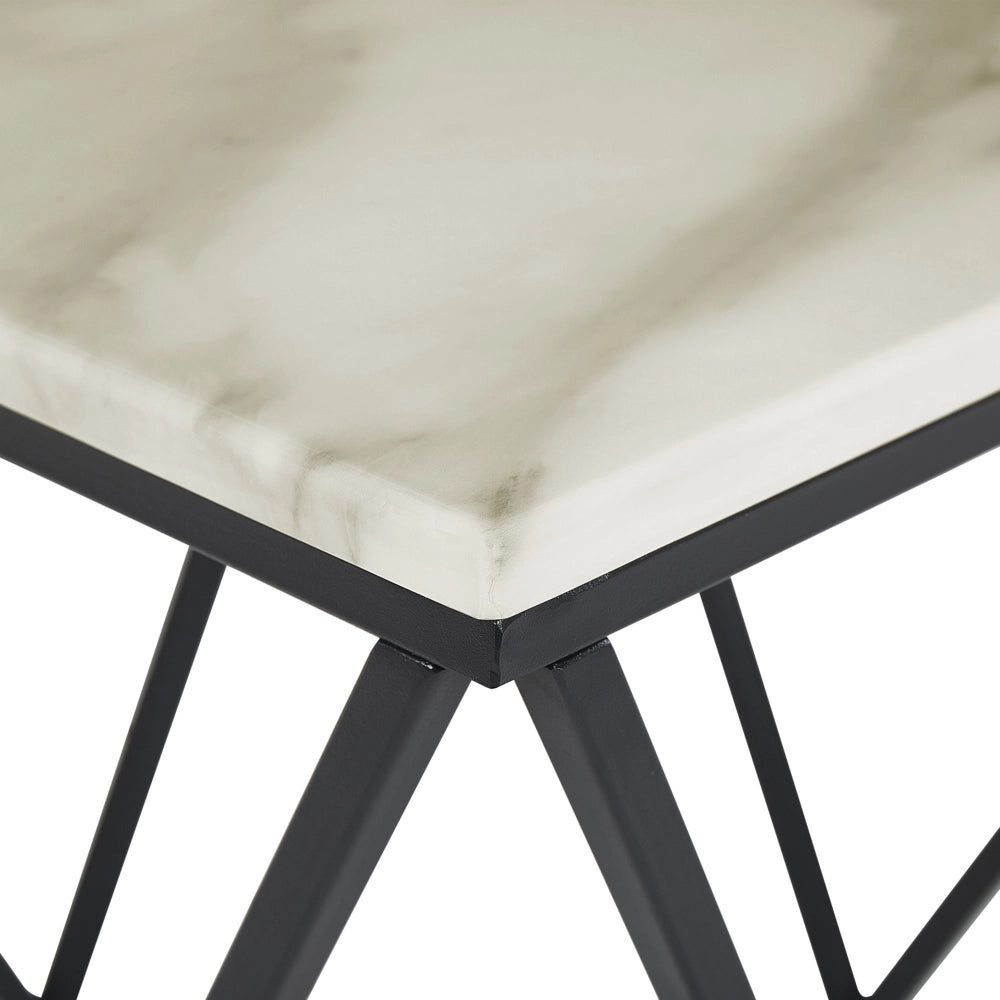 Tavolino da caffè colore beige nero 50 x 50 cm MDF effetto marmo soggiorno