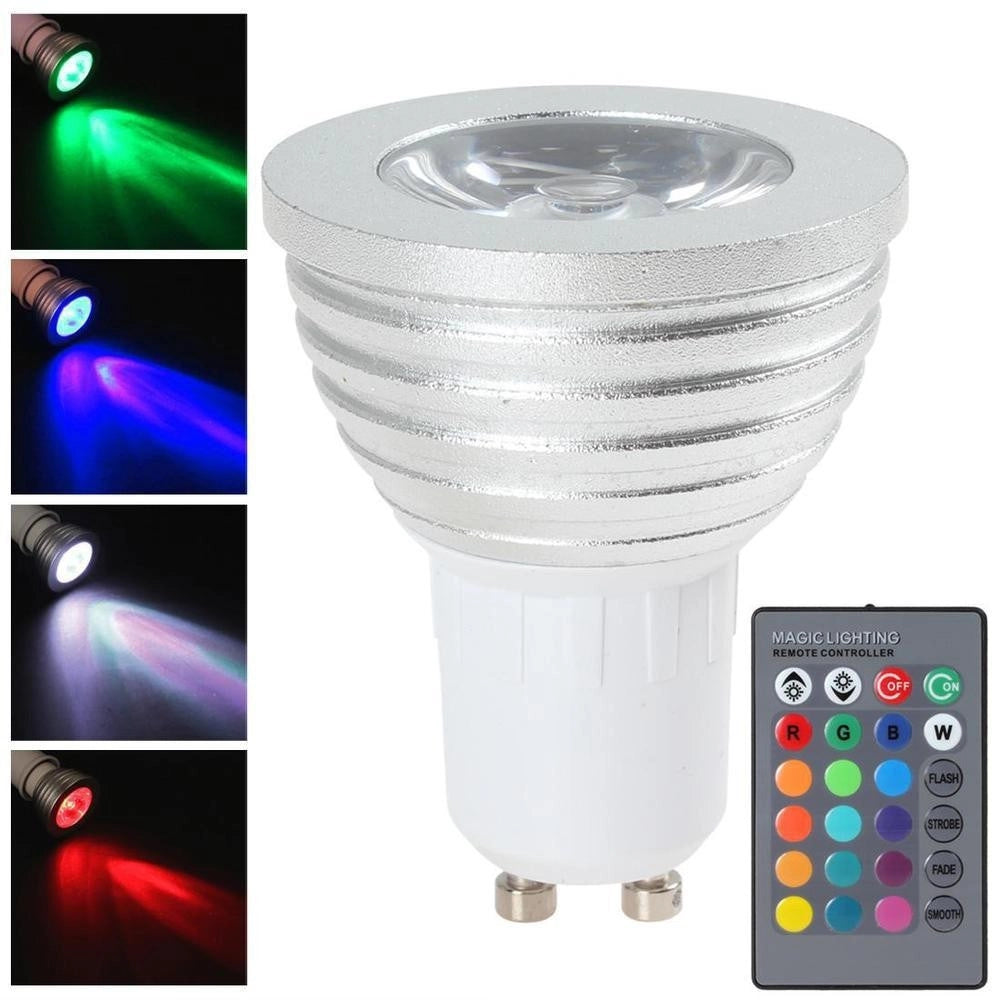 Trade Shop - Faro Rgb Lampada Faretto Gu10 Multicolore 3w Led Telecomando Cromoterapia -