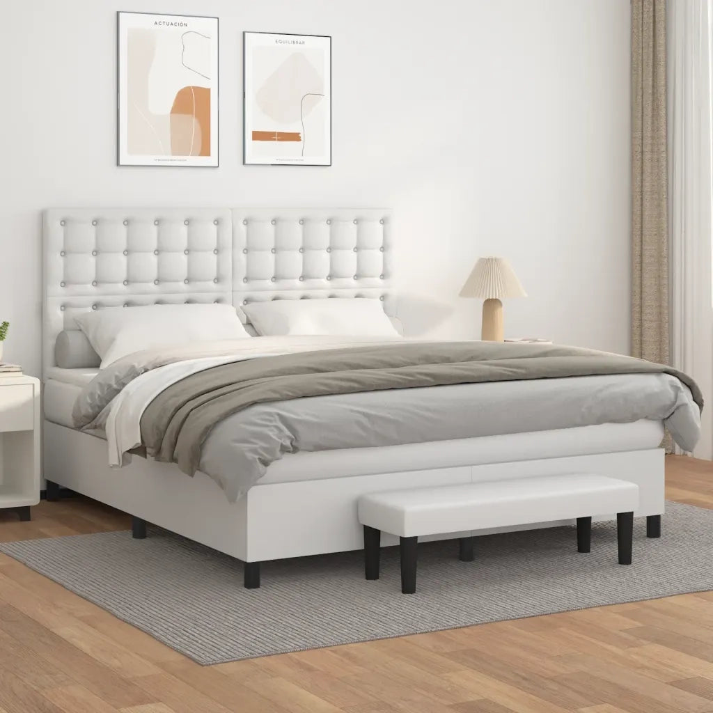 Giroletto a Molle con Materasso Bianco 160x200 cm in Similpelle 3137672